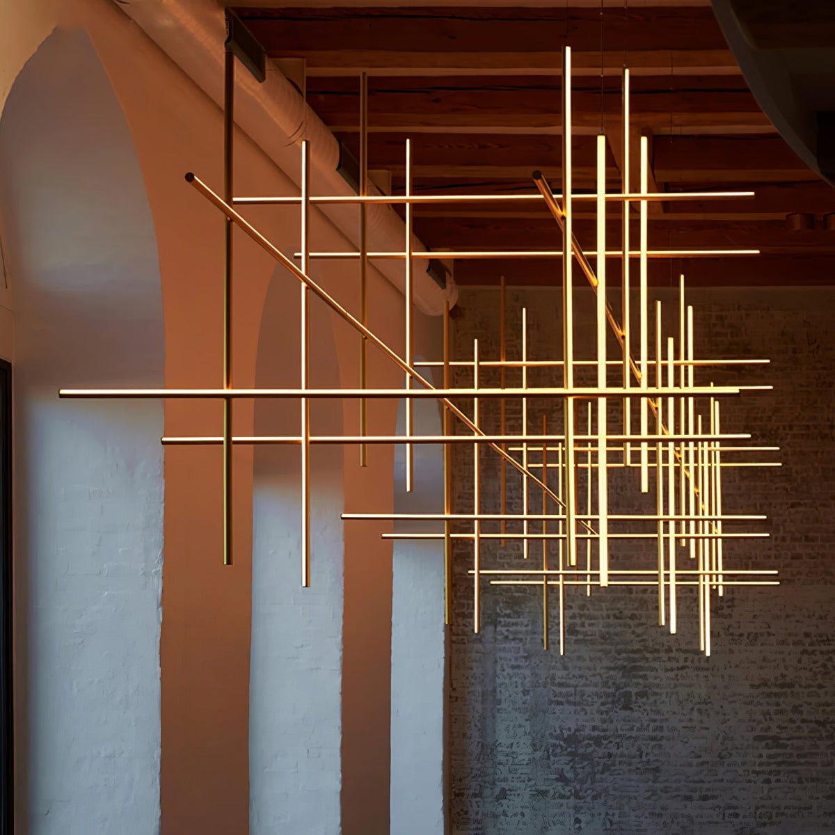 Geometric Grid Ceiling Light Fixture for Dining Room & Open Spaces | Adjustable Height LED Chandelier | Modern Aluminum Track System | Multi