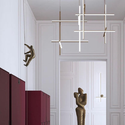 Geometric Grid Ceiling Light Fixture for Dining Room & Open Spaces | Adjustable Height LED Chandelier | Modern Aluminum Track System | Multi