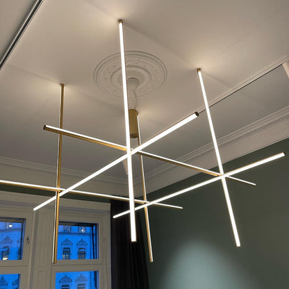 Geometric Grid Ceiling Light Fixture for Dining Room & Open Spaces | Adjustable Height LED Chandelier | Modern Aluminum Track System | Multi