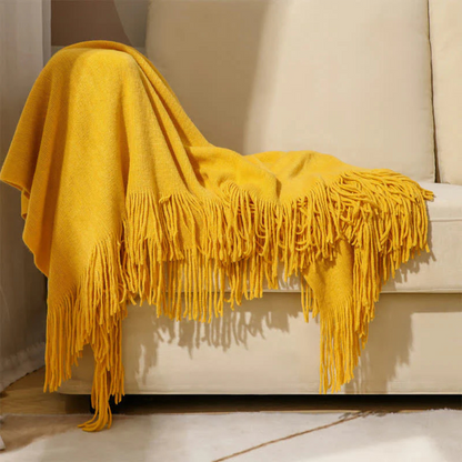 Cora Tassel Blanket - Chunky Knit Acrylic, Multi-Use