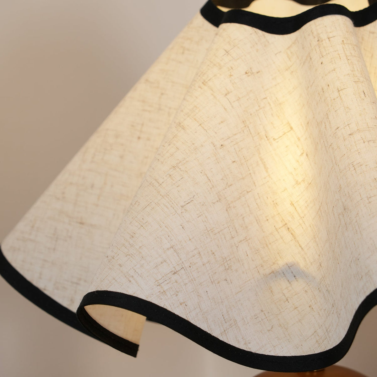 Wooden Desk Lamp with Fabric Shade for Bedroom Nightstand Reading Light Home Office Study Table Lighting 12 in Diameter Ambient Glow Bulb No