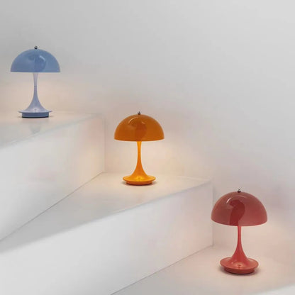 Battery-Powered Mushroom Accent Lamp with Integrated 3W LED | Wireless Tabletop Lighting for Patio Living Room Balcony | Portable Indoor