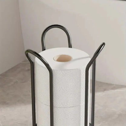 Freestanding Toilet Paper Holder Stand – Vertical Chrome Bathroom Storage Organizer for Spare Rolls | Modern Space-Saving Design