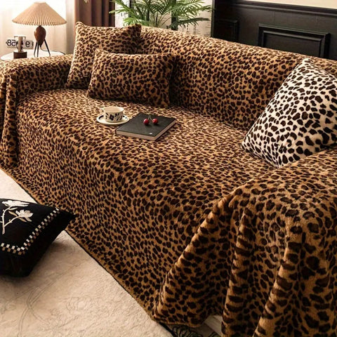Housse de canapé léopard - Microfibre pelucheuse, imprimé léopard