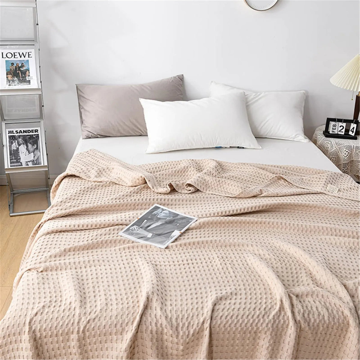 Cotton Waffle Weave Blanket | Lightweight Cooling Blanket for Summer Comfort