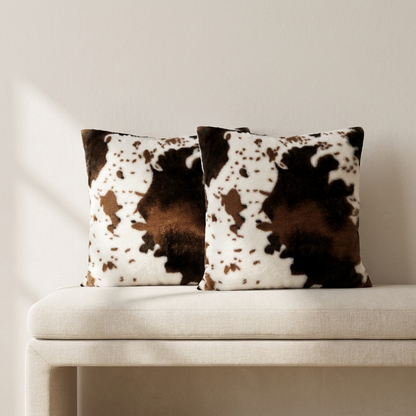 Cove Pillow Covers, Set of 2 - Faux Fur, Double-Sided Cowhide Print