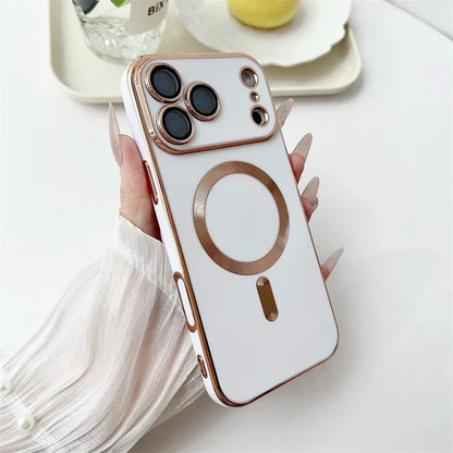 Metallic iPhone Case with Sliding Camera Cover & MagSafe for iPhone 14, 15, 16, 17 | Protective Shock-Absorbing Phone Case