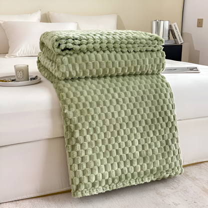 Geometric Plush Fleece Throw Blanket – Soft Polyester for Couch, Bed & Year-Round Warmth in Living Room, Bedroom