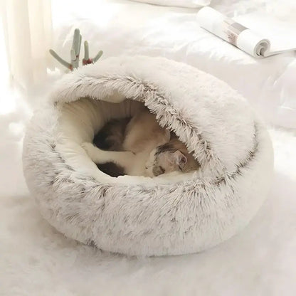 Hooded Cave-Style Pet Bed for Small Dogs & Cats – Plush Hideaway Nest with Non-Slip Base, Moisture-Resistant Shelter for Indoor Relaxation