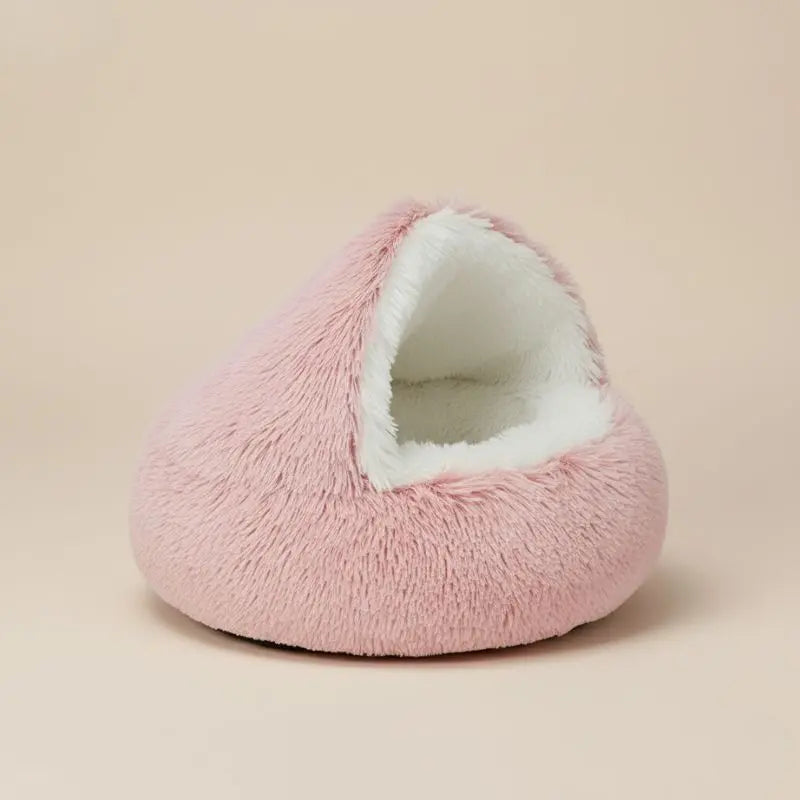Hooded Cave-Style Pet Bed for Small Dogs & Cats – Plush Hideaway Nest with Non-Slip Base, Moisture-Resistant Shelter for Indoor Relaxation