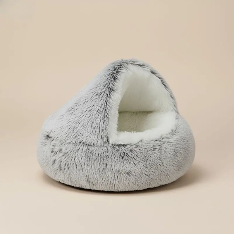 Hooded Cave-Style Pet Bed for Small Dogs & Cats – Plush Hideaway Nest with Non-Slip Base, Moisture-Resistant Shelter for Indoor Relaxation