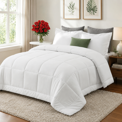 Confort douillet | Couette en duvet toutes saisons avec garnissage en fibres ultra-douces | Conception respirante pour un sommeil idéal toute l'année