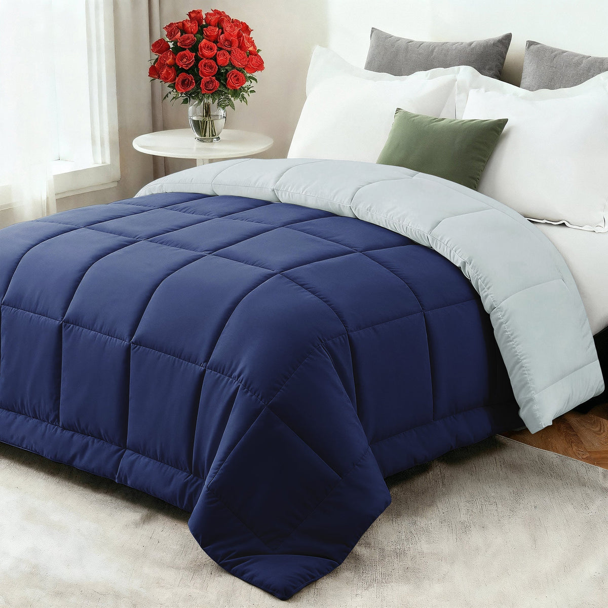 Confort douillet | Couette en duvet toutes saisons avec garnissage en fibres ultra-douces | Conception respirante pour un sommeil idéal toute l'année