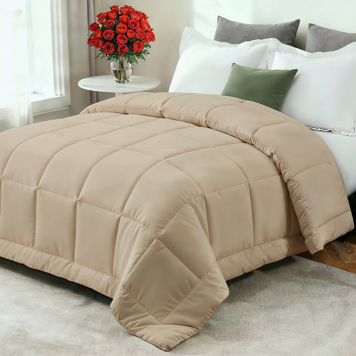 Confort douillet | Couette en duvet toutes saisons avec garnissage en fibres ultra-douces | Conception respirante pour un sommeil idéal toute l'année