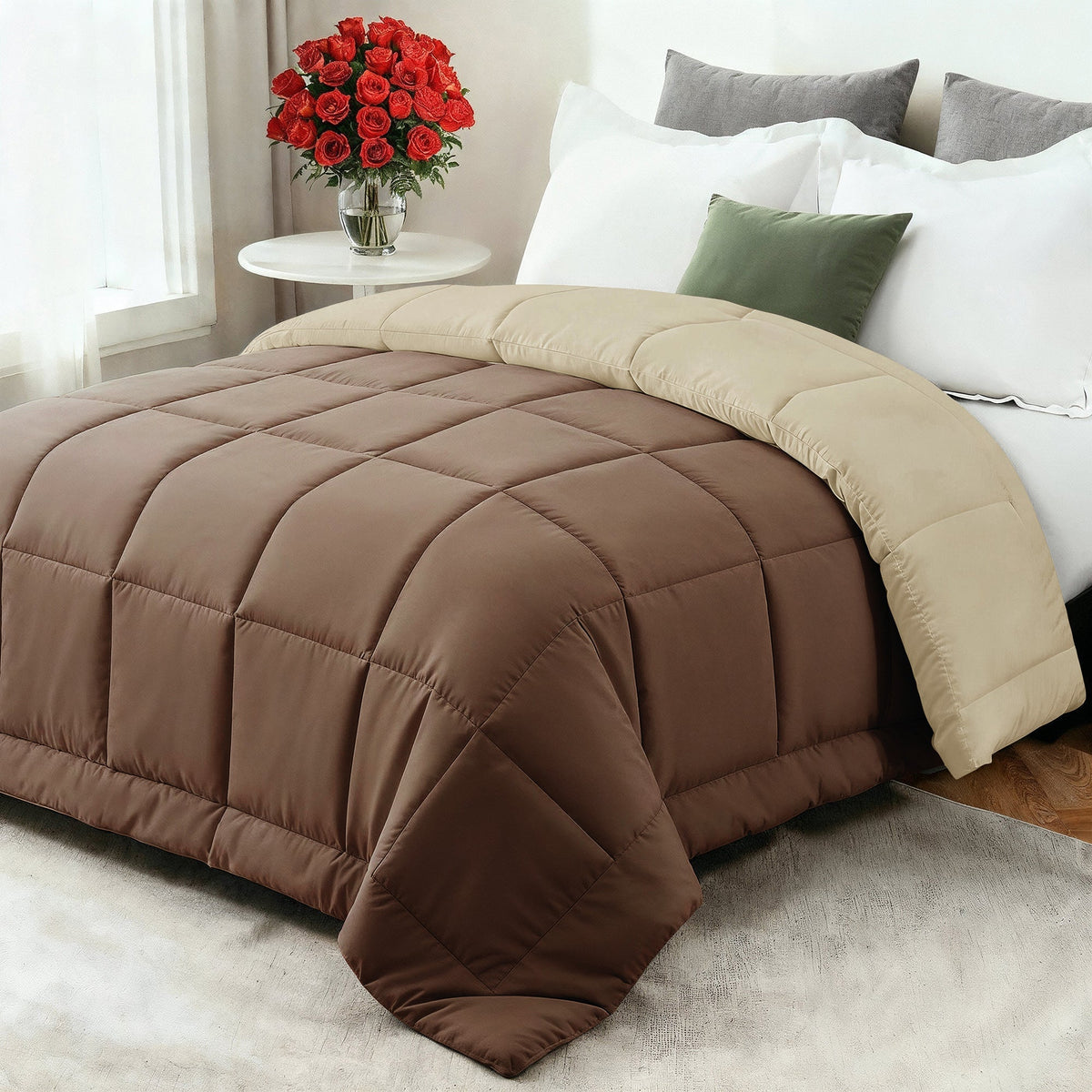 Confort douillet | Couette en duvet toutes saisons avec garnissage en fibres ultra-douces | Conception respirante pour un sommeil idéal toute l'année