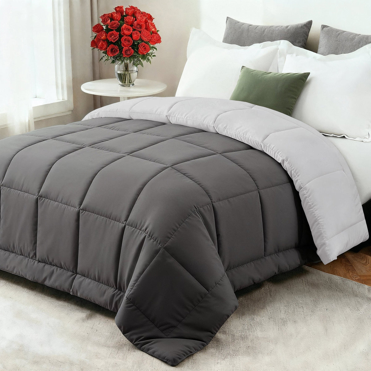 Confort douillet | Couette en duvet toutes saisons avec garnissage en fibres ultra-douces | Conception respirante pour un sommeil idéal toute l'année