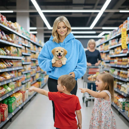Sweat à capuche douillet pour animaux | Sac de transport pour chien avec poche frontale souple | Conception mains libres pour le confort et la complicité