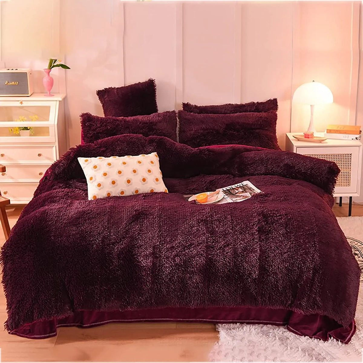 Parure de lit en peluche douillette Ortekor | Literie réversible en fausse fourrure et velours pour un confort ultime