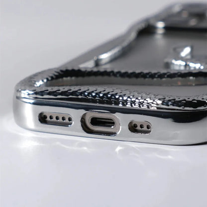Serpent-Embossed Protective iPhone Case with Raised Edges for 12-17 Models – Shock-Absorbing Hard Shell with Metallic or Matte Finish