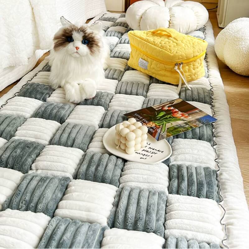 Quilted Cotton Furniture Protector Cover Anti-Slip Couch Cushion Pad for Sofa Chair Loveseat Pet-Friendly Washable Mat for Living Room