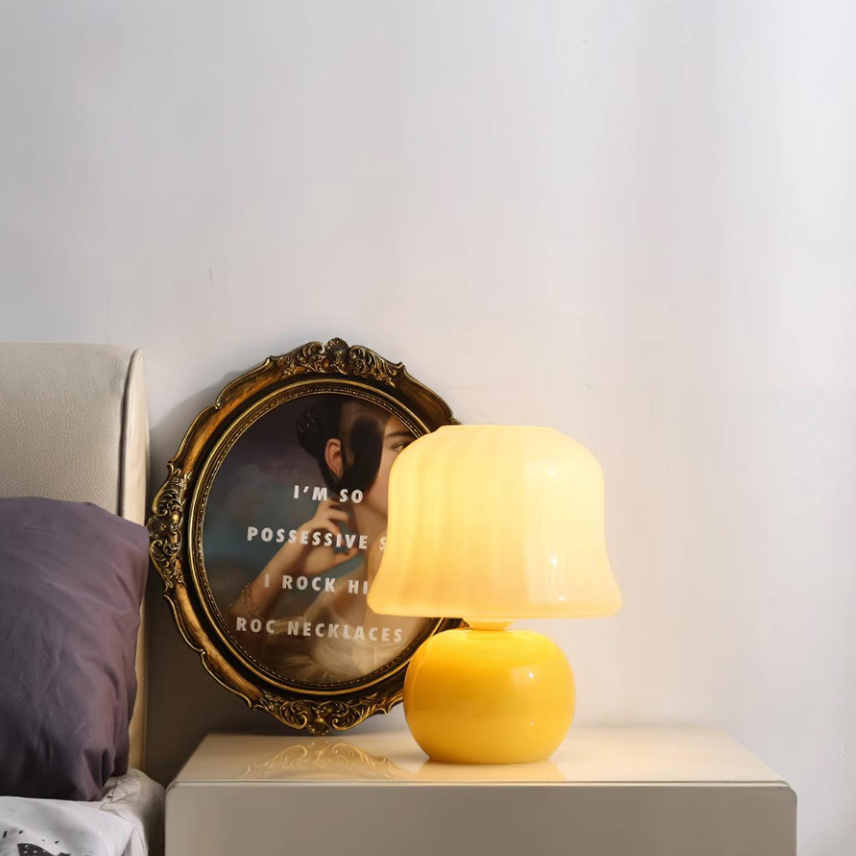 Ceramic Accent Lamp with Enamel Shade 11.4 in Beige for Nightstands Bedrooms Living Rooms Study Desks Side Tables E14 Socket 15W Soft Glow