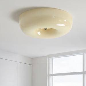 Swirled Glass Flush Mount Ceiling Light with Integrated LED – Chrome Finish – Dimmable Warm White – Modern Ceiling Lamp for Bedroom Living