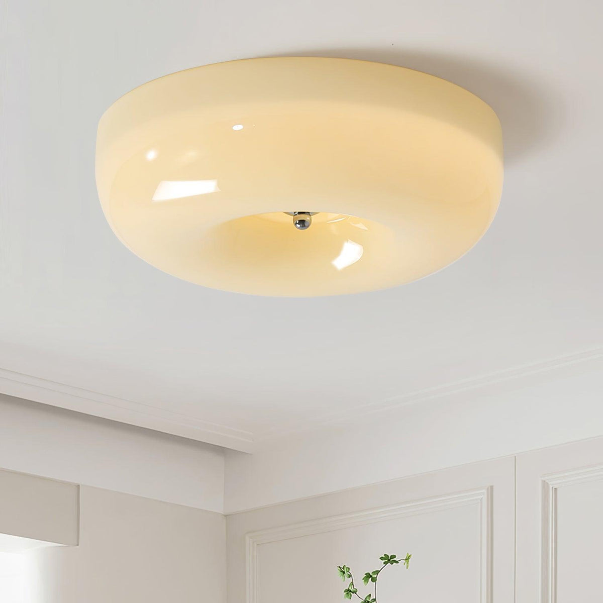 Round Glass Flush Mount LED Light Fixture – Adjustable 3000K/4000K/6000K Integrated Overhead Lighting for Bedrooms, Hallways & Low-Ceiling L