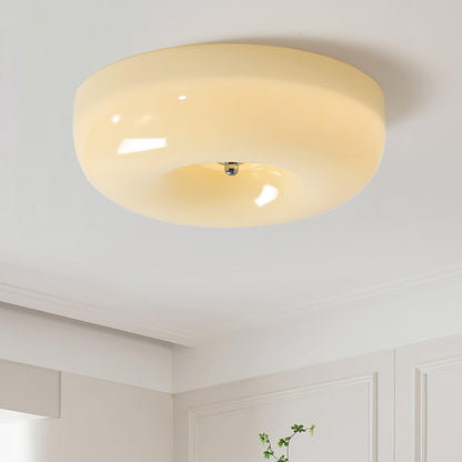 Swirled Glass Flush Mount Ceiling Light with Integrated LED – Chrome Finish – Dimmable Warm White – Modern Ceiling Lamp for Bedroom Living