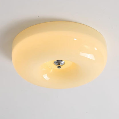 Swirled Glass Flush Mount Ceiling Light with Integrated LED – Chrome Finish – Dimmable Warm White – Modern Ceiling Lamp for Bedroom Living