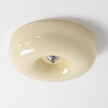 Swirled Glass Flush Mount Ceiling Light with Integrated LED – Chrome Finish – Dimmable Warm White – Modern Ceiling Lamp for Bedroom Living