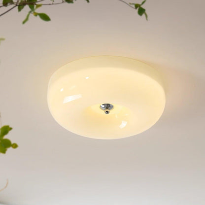 Swirled Glass Flush Mount Ceiling Light with Integrated LED – Chrome Finish – Dimmable Warm White – Modern Ceiling Lamp for Bedroom Living