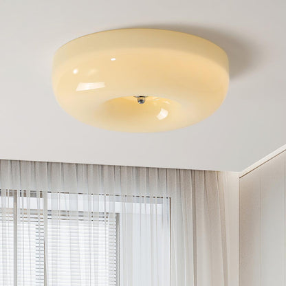 Round Glass Flush Mount LED Light Fixture – Adjustable 3000K/4000K/6000K Integrated Overhead Lighting for Bedrooms, Hallways & Low-Ceiling L