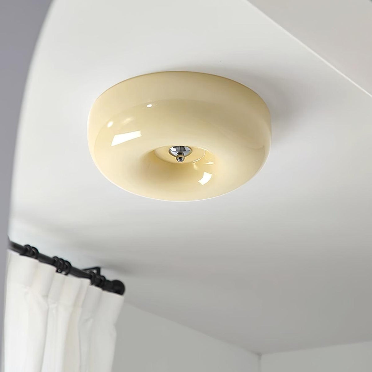 Round Glass Flush Mount LED Light Fixture – Adjustable 3000K/4000K/6000K Integrated Overhead Lighting for Bedrooms, Hallways & Low-Ceiling L