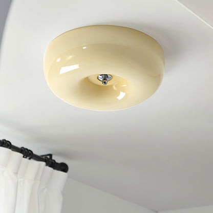 Round Glass Flush Mount LED Light Fixture – Adjustable 3000K/4000K/6000K Integrated Overhead Lighting for Bedrooms, Hallways & Low-Ceiling L