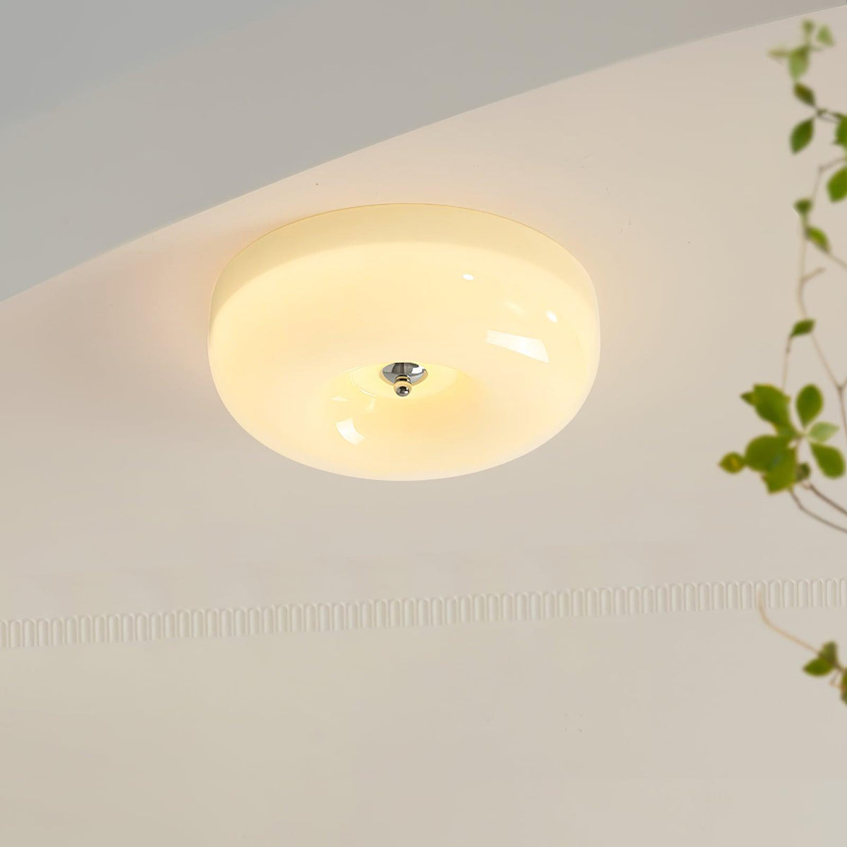 Round Glass Flush Mount LED Light Fixture – Adjustable 3000K/4000K/6000K Integrated Overhead Lighting for Bedrooms, Hallways & Low-Ceiling L