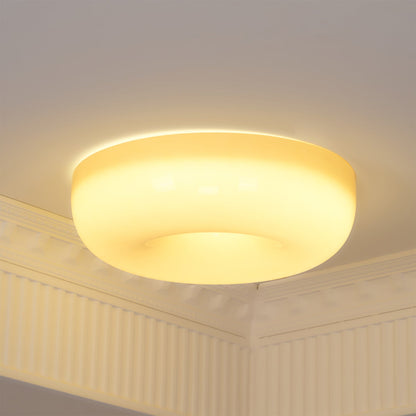 Glass Dome Flush Mount Light Fixture 16 in Cream Round LED Ceiling Lamp for Bedroom Living Room Dining Room Low Profile Dimmable Modern Home