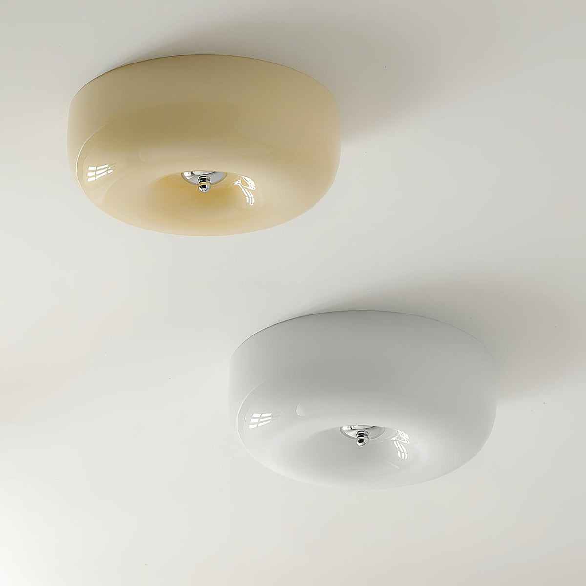 Swirled Glass Flush Mount Ceiling Light with Integrated LED – Chrome Finish – Dimmable Warm White – Modern Ceiling Lamp for Bedroom Living