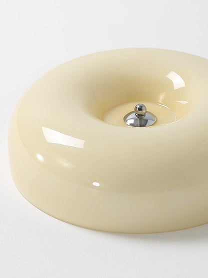Glass Dome Flush Mount Light Fixture 16 in Cream Round LED Ceiling Lamp for Bedroom Living Room Dining Room Low Profile Dimmable Modern Home