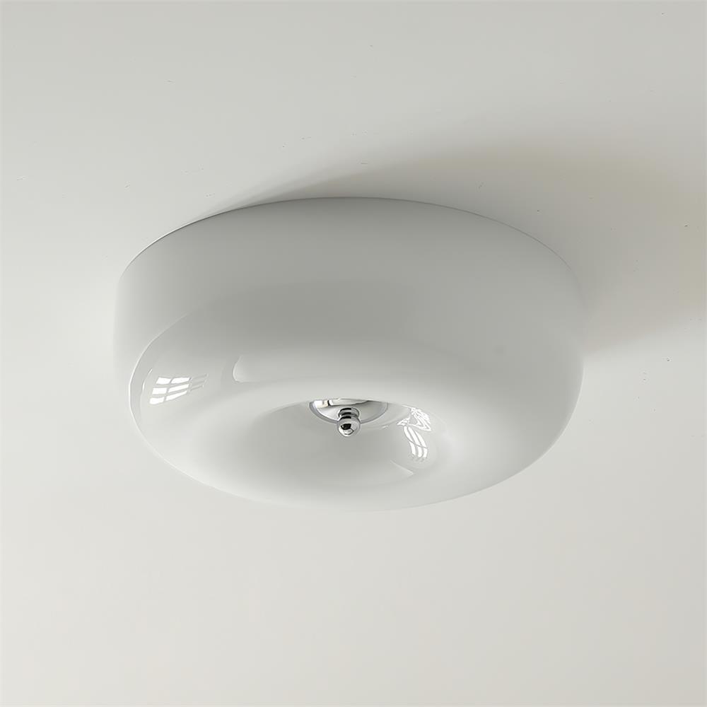 Swirled Glass Flush Mount Ceiling Light with Integrated LED – Chrome Finish – Dimmable Warm White – Modern Ceiling Lamp for Bedroom Living