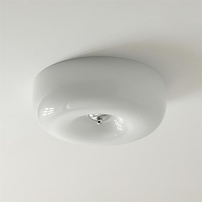 Swirled Glass Flush Mount Ceiling Light with Integrated LED – Chrome Finish – Dimmable Warm White – Modern Ceiling Lamp for Bedroom Living