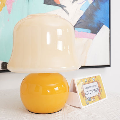 Ceramic Accent Lamp with Enamel Shade 11.4 in Beige for Nightstands Bedrooms Living Rooms Study Desks Side Tables E14 Socket 15W Soft Glow