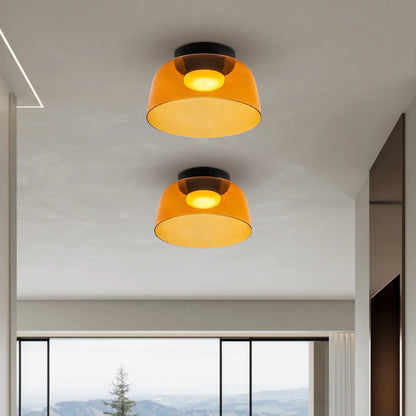 Layered Glass Ceiling Light Modern Multi-Tier Flush Mount Fixture with LED Hardwired for Kitchen Dining Room Bedroom Living Room