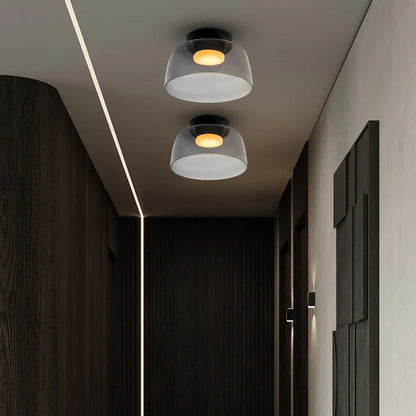 Layered Glass Ceiling Light Modern Multi-Tier Flush Mount Fixture with LED Hardwired for Kitchen Dining Room Bedroom Living Room
