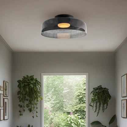 Layered Glass Ceiling Light Modern Multi-Tier Flush Mount Fixture with LED Hardwired for Kitchen Dining Room Bedroom Living Room