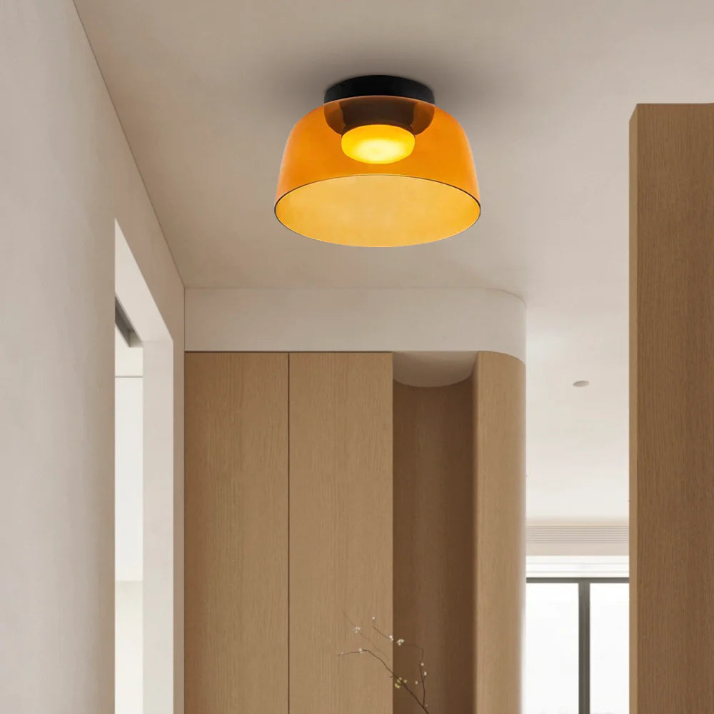 Layered Glass Ceiling Light Modern Multi-Tier Flush Mount Fixture with LED Hardwired for Kitchen Dining Room Bedroom Living Room