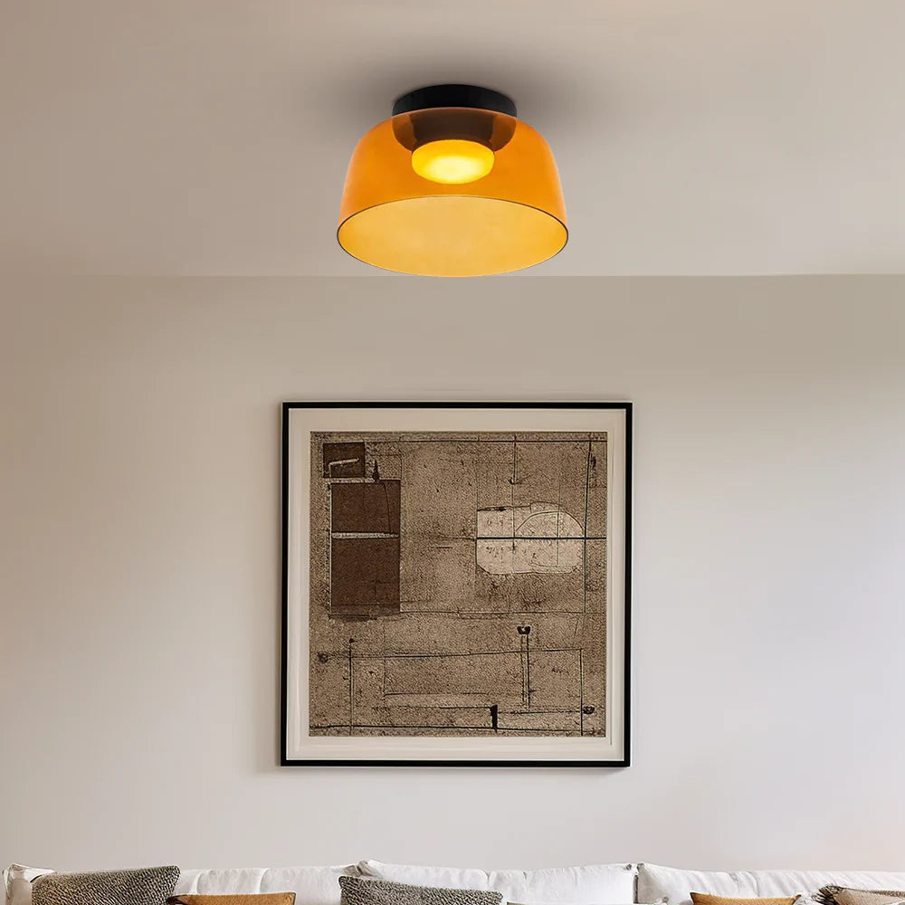 Layered Glass Ceiling Light Modern Multi-Tier Flush Mount Fixture with LED Hardwired for Kitchen Dining Room Bedroom Living Room