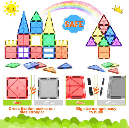 Creative Builders | Montessori Magnetic Tiles Building Set with 40 Pieces for STEM Learning