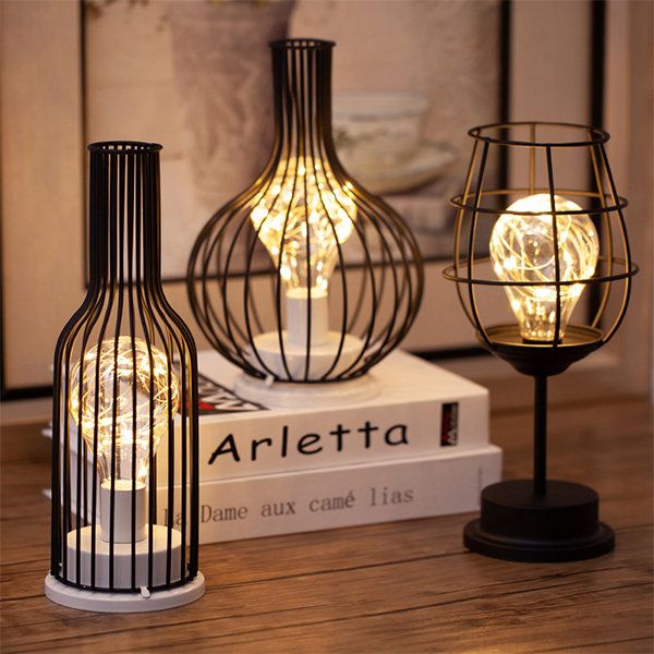 Cordless Wine-Inspired Table Lamp Set – 3 Decorative Bottle & Glass LED Lights for Dining Room, Living Room & Home Ambiance