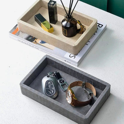 Creston Desk Organiser Tray - Croc-Textured Wood, Elegant Storage for Essentials