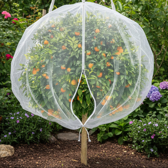 Garden Netting Pouch for Tree Fruit — Cinch-Close Protective Cover Against Birds & Insects | Outdoor & Garden